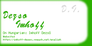 dezso imhoff business card